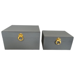 [AT0000080] SET 2 CAJAS DECORATIVAS GRIS 37326 11", 9W"